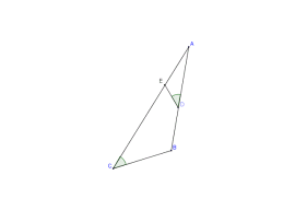 I figuren er en trekant ABC. Punktene D, E ligger henholdsvis på sidene AB, AC.